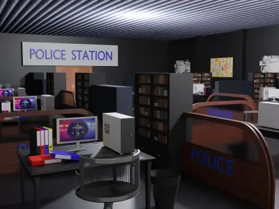 Police Station Interior Low-poly 3D model