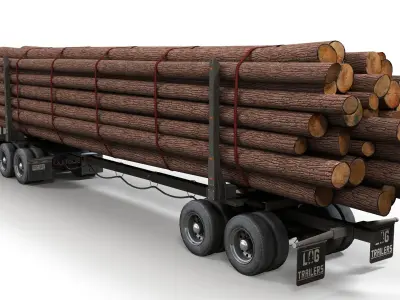 Peterbilt 359 log trailer Low-poly 3D model