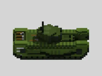 Churchill MK VII Tank Voxel Low-poly 3D model