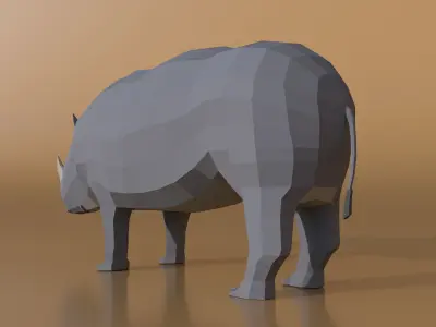 Rchinoceros rhinoceros in low polygons Free low-poly 3D model