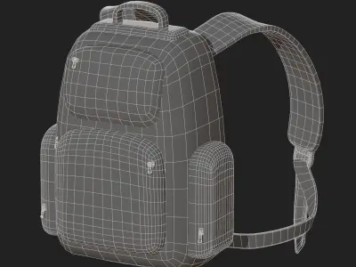 Backpack Camping Generic military Black baggage Low-poly 3D model