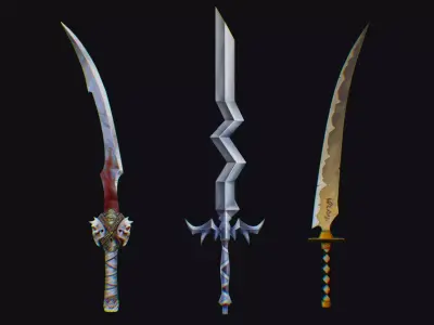 Sword Edged Weapon One Handed Medieval Melee Knife Iron Blade Low-poly 3D model