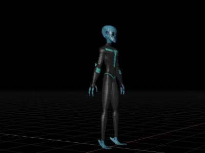 Blue Alien Low-poly 3D model
