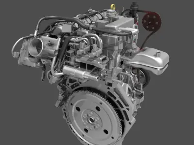 Car 4 Cylinder Engine Cutaway 3D model