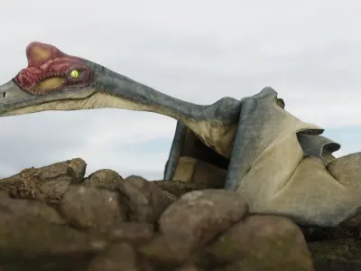 Quetzalcoatlus - Cretaceous Pterosaur Flying Reptile Low-poly 3D model