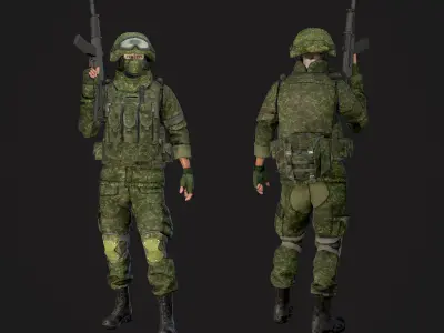 Soldier in Equipment Ratnik Low-poly 3D model