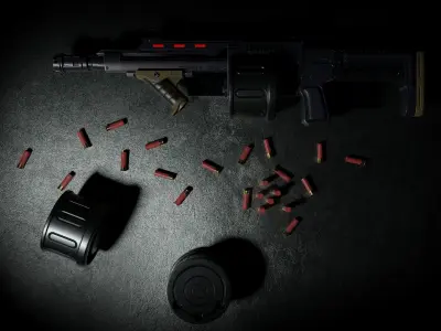 Corpse Sweeper Semi-Automatic Shotgun Low-poly 3D model