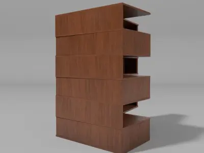 Six tier corner bookshelf Free low-poly 3D model