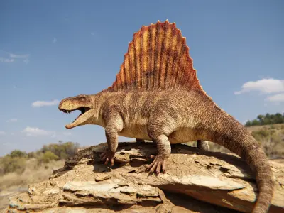 Dimetrodon - Prehistoric Synapsid Low-poly 3D model