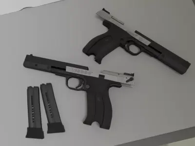 Hammerli X-Esse Long Stylised Low-poly Pistol Low-poly 3D model