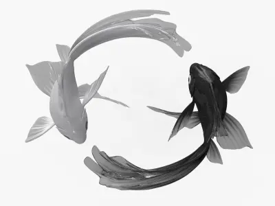 Yin Yang Black White Low-poly 3D model