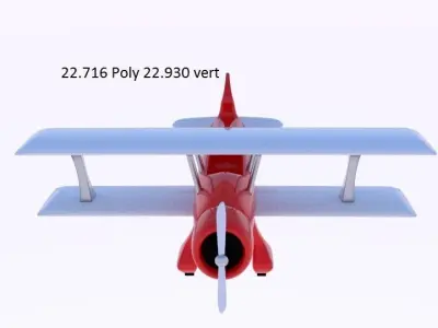 Bi-Plane toy airplane Low-poly 3D model