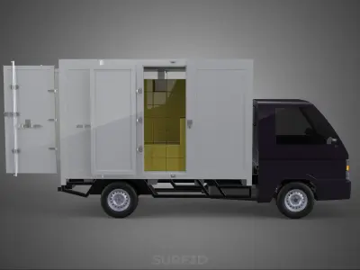 DELIVERY BOX TRUCK PICKUP LOADED BOXES CARGO FREIGHT CUBE VAN 3D model