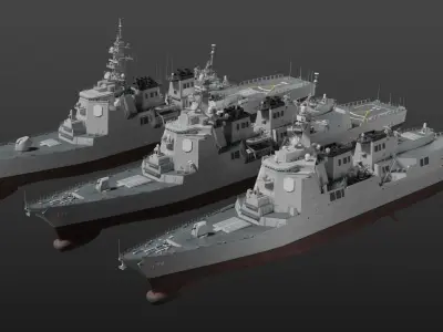 JMSDF AEGIS destroyers collection 3D model