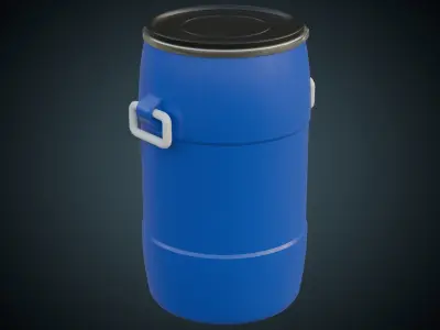 Plastic Barrel 1A Low-poly 3D model