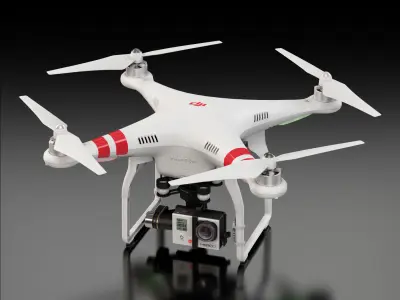 DJI Phantom 2 Quadcopter with GoPro HERO3 Low-poly 3D model