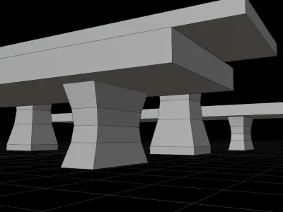 Marble Garden Bench and Table Outdoor Set Free low-poly 3D model
