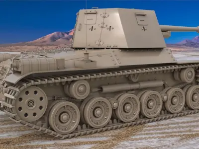 Tank Type 3 Ho Ni III Japan Clay Vray 3D model