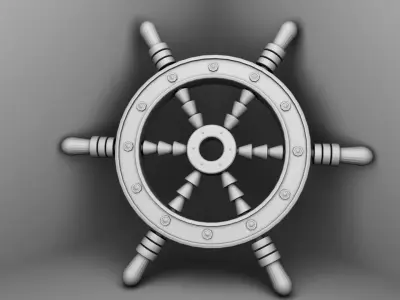 Ship Steering Modeling Low-poly 3D model