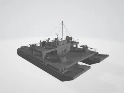 WW2 GERMAN FLAK BARGE 3D model