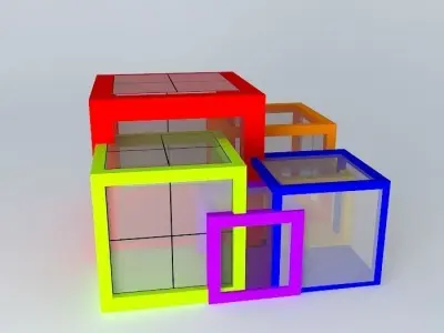 pavilion three colored cubes 3D model