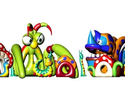 Collection of 3d models in cartoon style 3D model