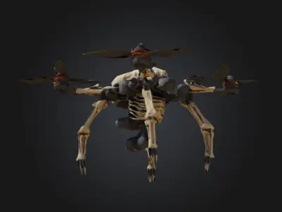 futuristic Skeleton drone with silicon carbide material FRD-04 Low-poly 3D model