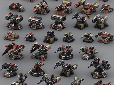 Wargear Turrets Low-poly 3D model