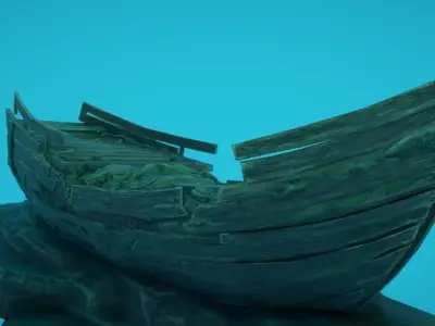 Galleon Shipwreck Low-poly 3D model
