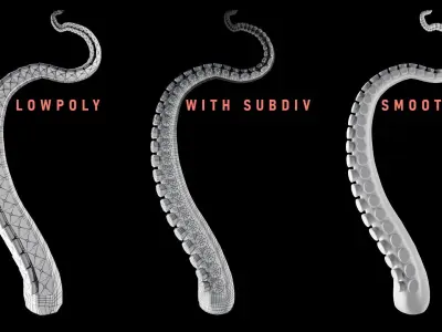 Rigged Tentacle Low-poly 3D model