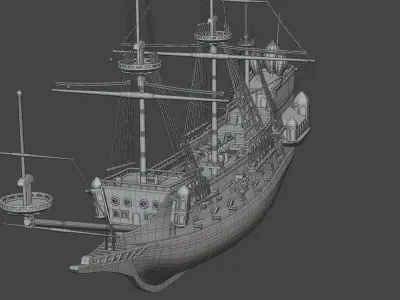 Pirates Ship Galleon Sailing Ship Game-ready Low-poly 3D model
