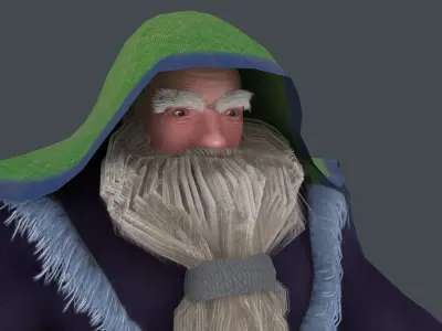 Dwarf with bow and arrows Low-poly 3D model