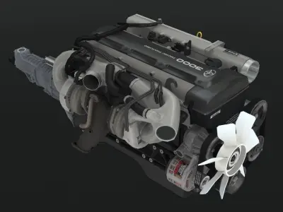 Toyota 2JZ GTE engine Low-poly 3D model