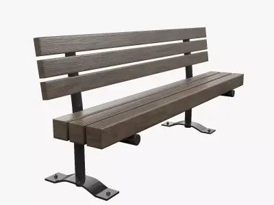 Public Bench V-06 Low-poly 3D model