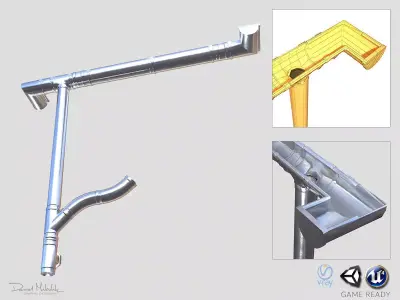 New Aluminium Gutter System PBR Low-poly 3D model