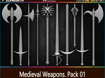 Medieval Weapons Pack 01 Low-poly 3D model