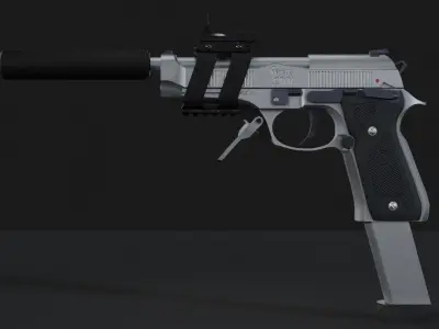 Renetty 9mm Pistol Low-poly 3D model