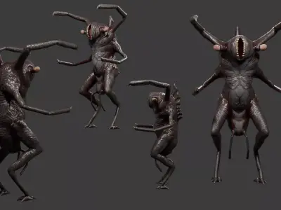  Terrifying Insectoid Monster Low-poly 3D model