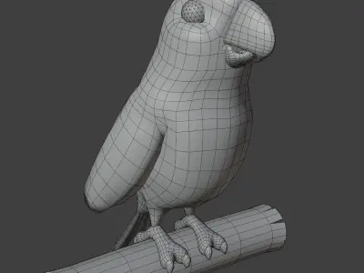 Cartoon Ara Parrot Red-Yellow-Blue Rigged 3D Model Low-poly 3D model