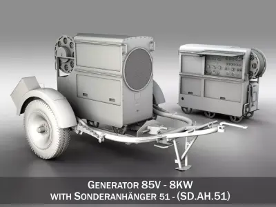 Generator 85V 8KW with Sh Ah 51 Trailer 3D model