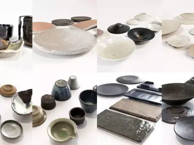 Japanese Tableware Bundle 3D Model Collection