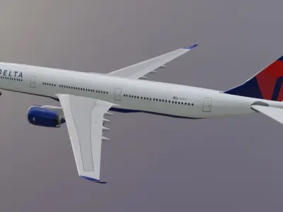 Delta airlines airbus a330-900 neo with cockpit  Low-poly 3D model