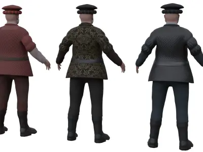 Medieval Old man Low-poly 3D model