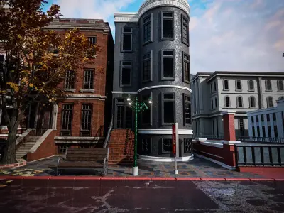 BROOKLYN BROWNSTONE REGULAR OLD BUILDING 006 Low-poly 3D model