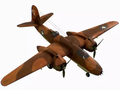 United States light bomber Douglas A-20 Havoc Low-poly 3D model