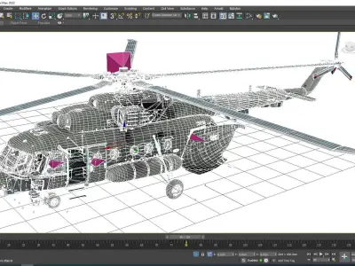 Rigged Mi-8 Helicopter 3D model