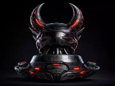 Infernal Cyber Demon Skull Mech Helmet 3D model