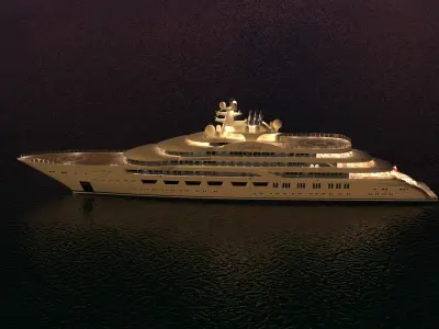 Dilbar Superyacht Night Scene 3D model