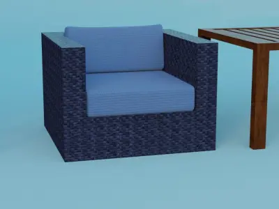 Realistic furniture set 7 piece 3D model