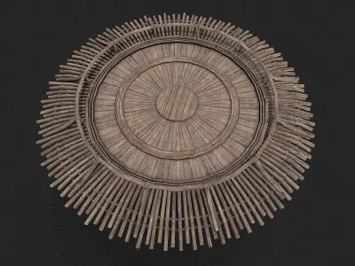 Medieval Wooden Circular Platform Arena 2 Low-poly 3D model